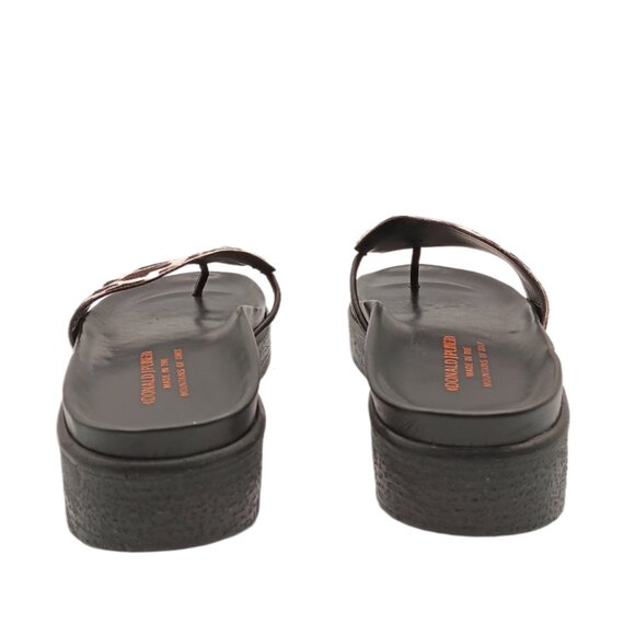 Donald Pliner Fifi Cow Print Sandals Womens 8.5 Bone Brown Calf Hair Thong Comfy - Picture 4 of 5